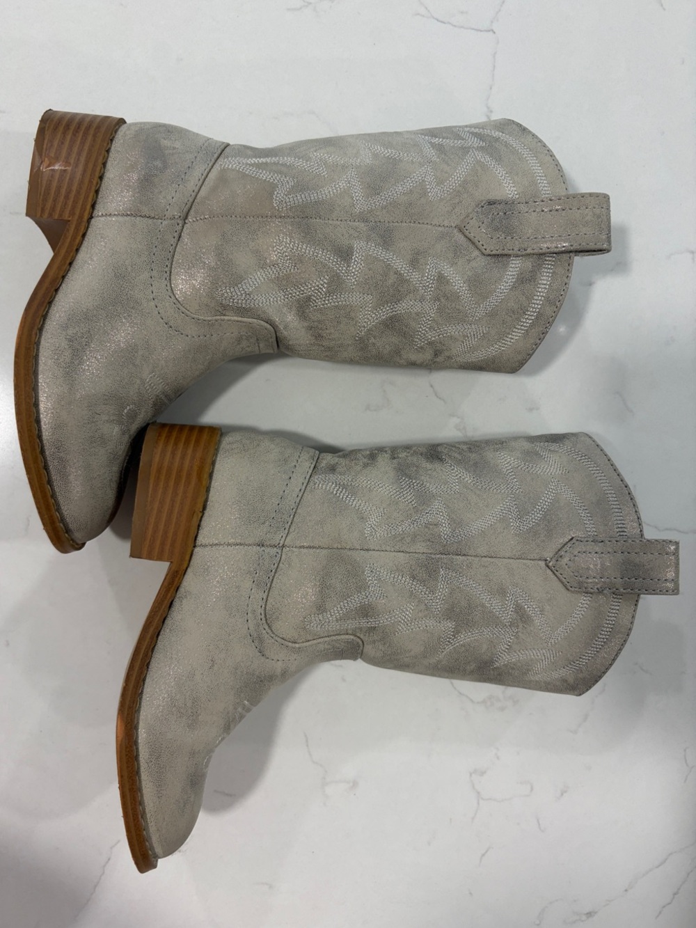 Kid’s Taupe Suede Western Booties - Comfortable Mid Heel
